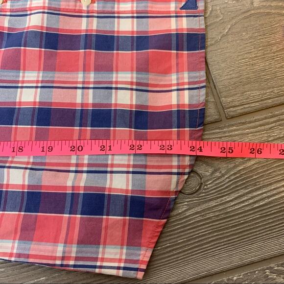 Untuckit Laconia pink blue plaid button down top sz 4 - Picture 3 of 7